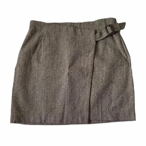VINTAGE Calvin Klein WOOL BLEND Brown Mini Skirt size 6 - Picture 1 of 11